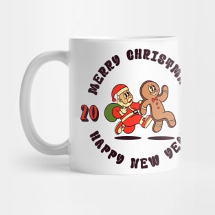 retro character santa  and  gingerbread Mug